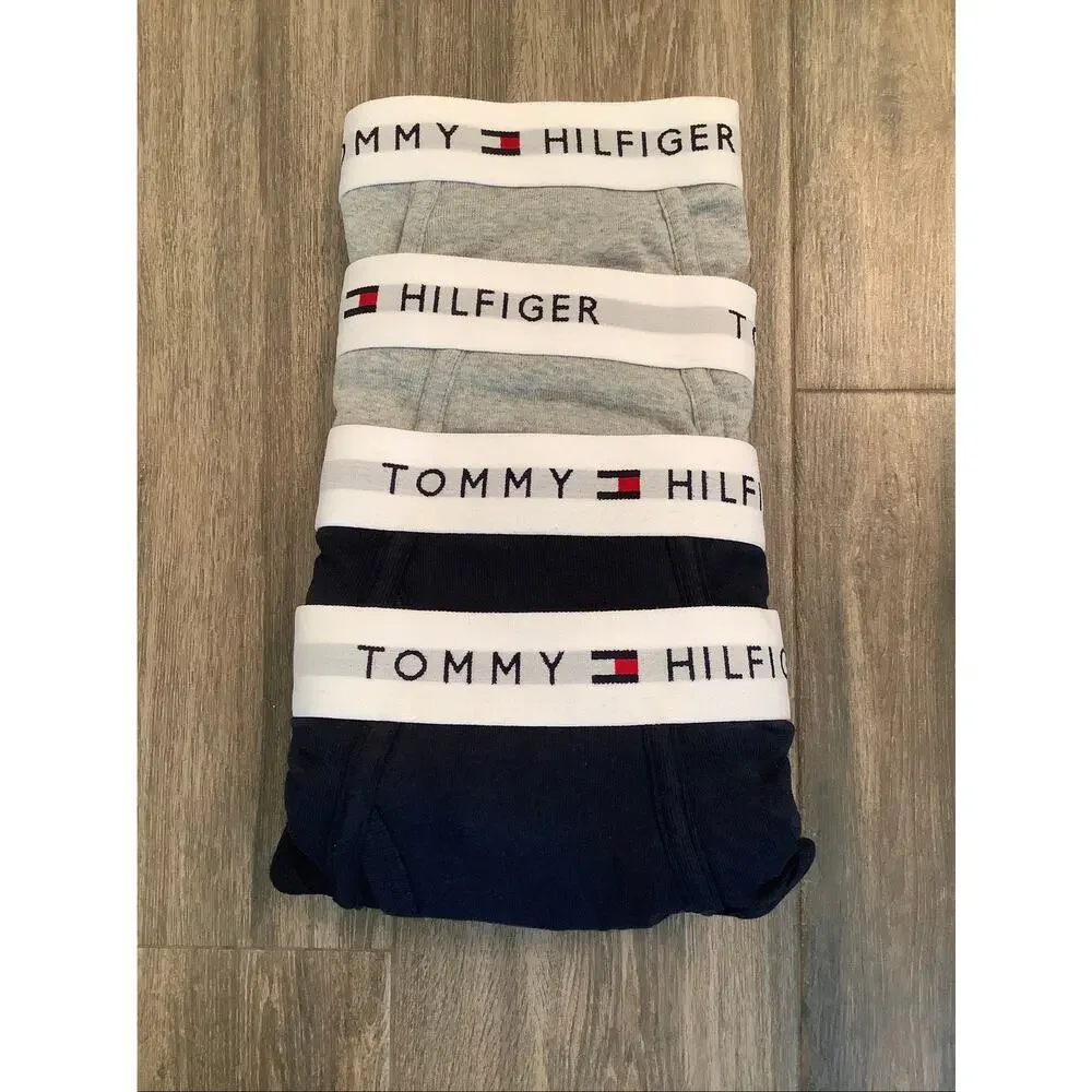 Tommy Hilfiger Men's L Blue Gray 4 Pack Cotton Classics Briefs Underwear V4-8